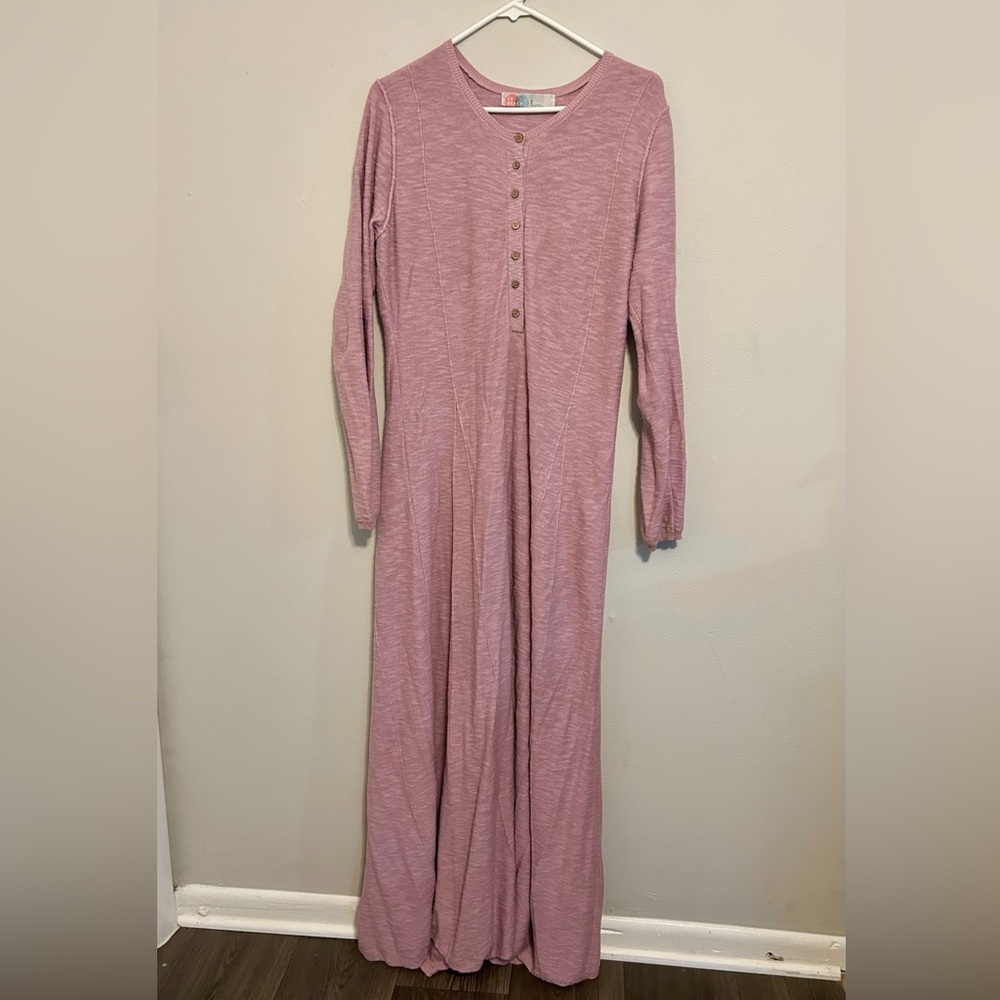 Long Sleeve Free People Beach Dress Medium Mauve